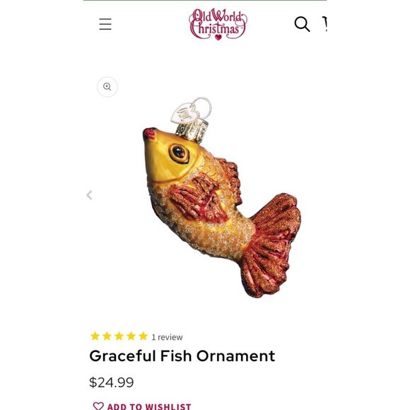 Old World Christmas Hand Blow Graceful Gold Fish Ornament Holiday Tree Decor - Picture 7 of 7